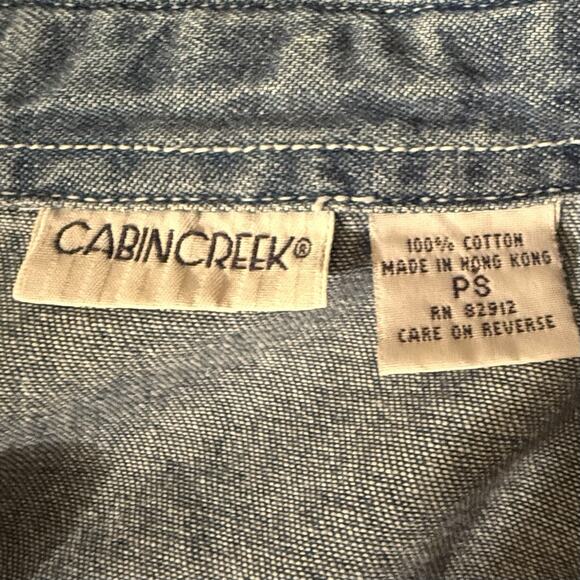 Vintage Embroidered Denim Button Front Shirt Flowers Cottage Teacher Grandma PS - Picture 6 of 6